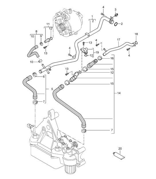 Diagram 105-10 Porsche Macan (95B) MK1 (2014-2018) Engine