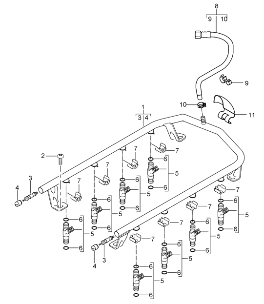 Fuel collection pipe - M48.00 / M48.50 - 955 Cayenne 2003-06