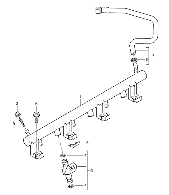 Fuel collection pipe - M02.2Y - 955 Cayenne 2004>>