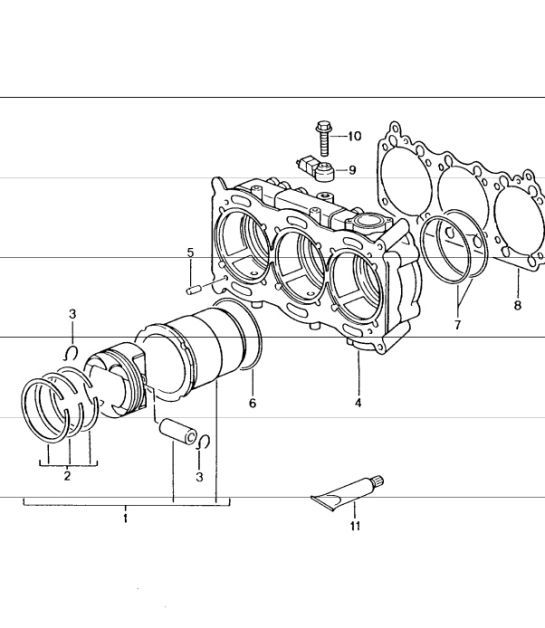 cylinder with piston 996 GT3-1 M96.76 2000-01 and 996 GT3-1/GT3 RS M96.79 2004-05