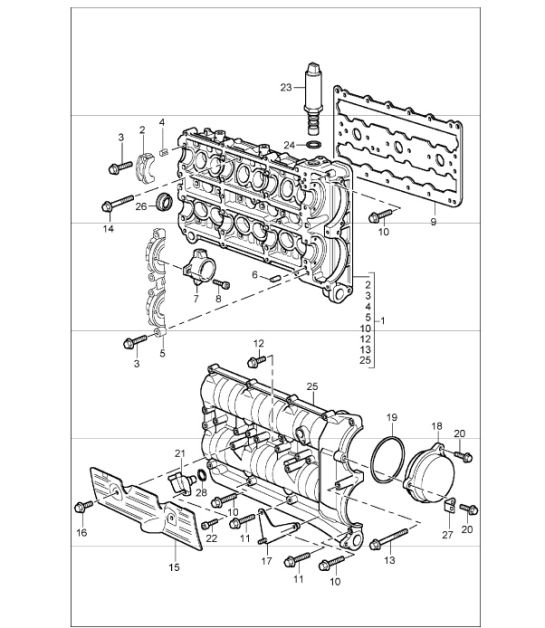 camshaft housing 996 GT3-1 M96.76 2000-01 and 996 GT3-1/GT3 RS M96.79 2004-05