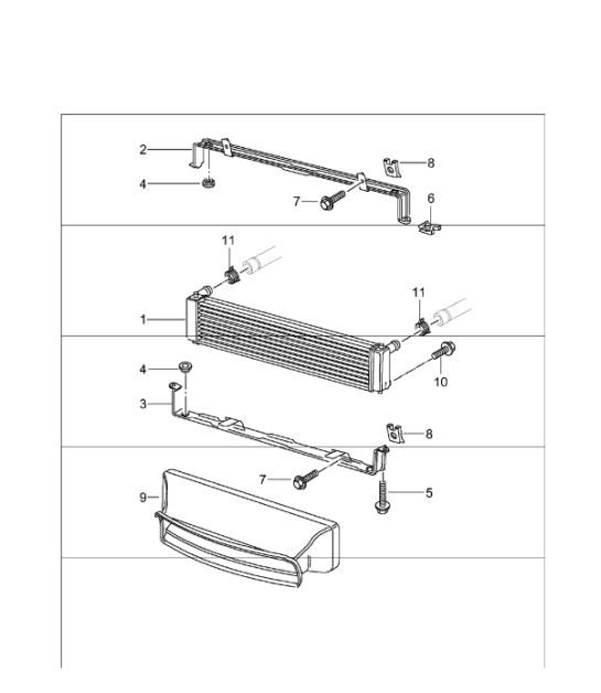 radiator centre 996 GT3-1 M96.76 2000-01 and 996 GT3-1/GT3 RS M96.79 2004-05
