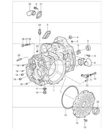 transmission case front for 996 GT3-1 G96.90 2000-01, 996 GT3-1 G96.93 2001 and 996 GT3-1 G96.96 2004-05