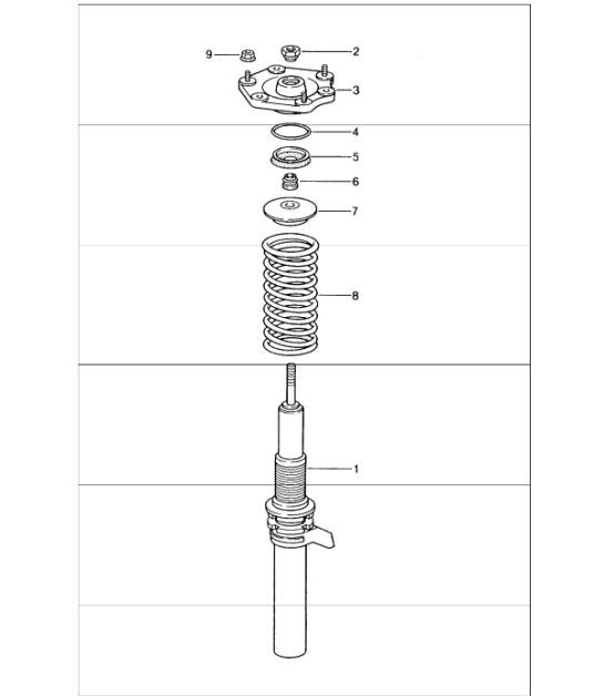 suspension shock absorber strut 996 GT31 199905 Porsche Parts