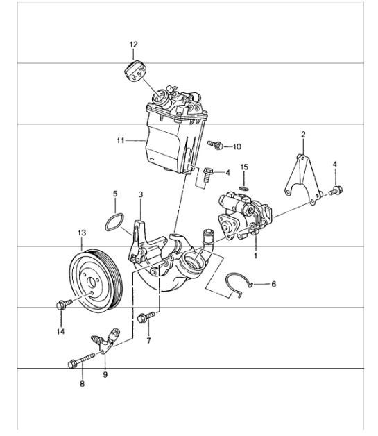 Diagram 403-03 Porsche Macan (95B) MK1 (2014-2018) Front Axle, Steering 