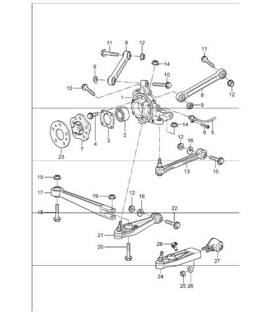 rear axle, wheel carrier, control arm, wheel hub 996 GT3-1 1999-05