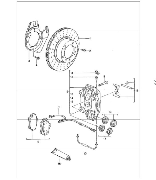 disc brake front axle 996 GT3-1 1999-05