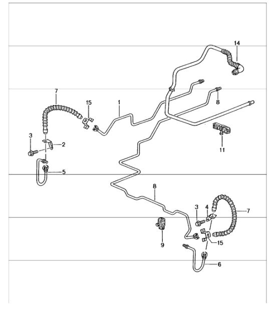 brake line underbody, rear axle, vacuum line 996 GT3-1 1999-05