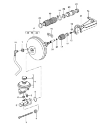 brake master cylinder, brake booster, pre-charge pump 996 GT3-1 1999-05