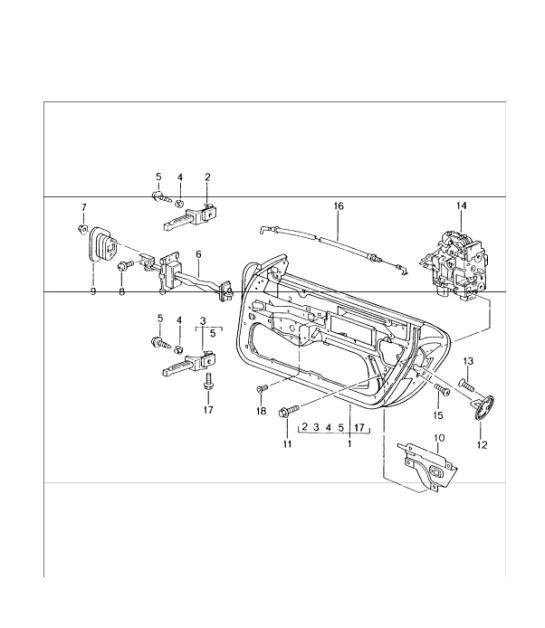 door in white, installation parts, door lock 996 GT3-1 1999-05