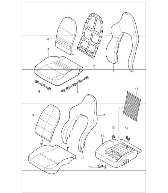 cover, foam part, sports seat 996 GT3-1 1999-05