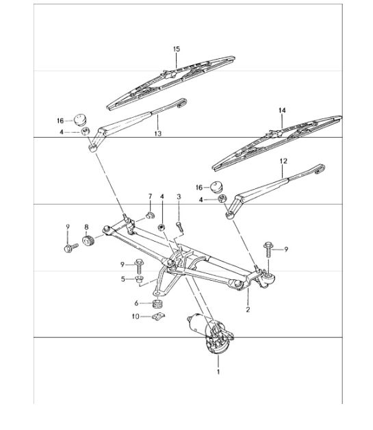 windscreen wiper system 996 GT3-1 1999-05