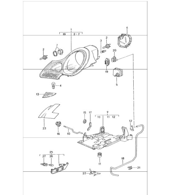 headlamp, direction indicator light 996 GT3-1 UPTO 2001