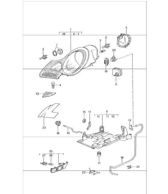 headlamp, direction indicator light 996 GT3-1 UPTO 2001