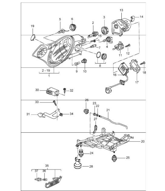 Diagram 905-03 Porsche Boxster T 718 2.0L Manual (300 ch) Équipement électrique