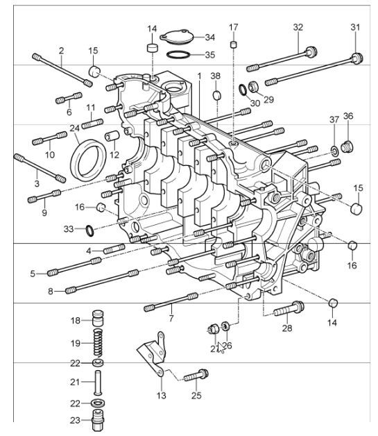 Diagram 101-11 Porsche Cayenne Turbo V8 4.8L Benzine 500 pk Motor