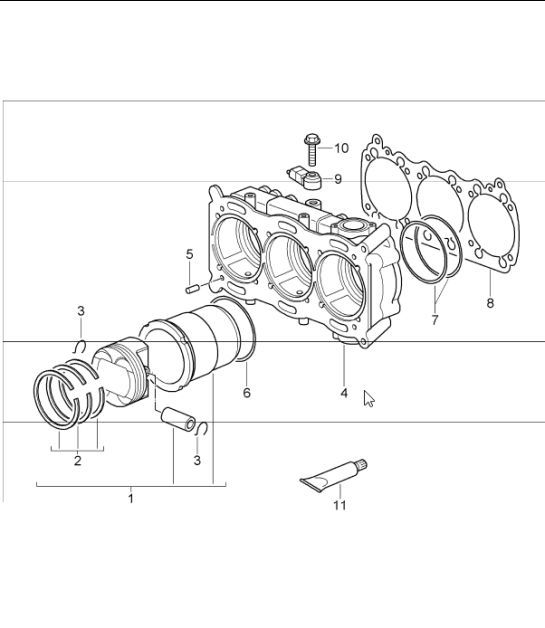 Diagram 102-06 Porsche 997 MK1 Carrera 2 3.6L 2005-08 Engine