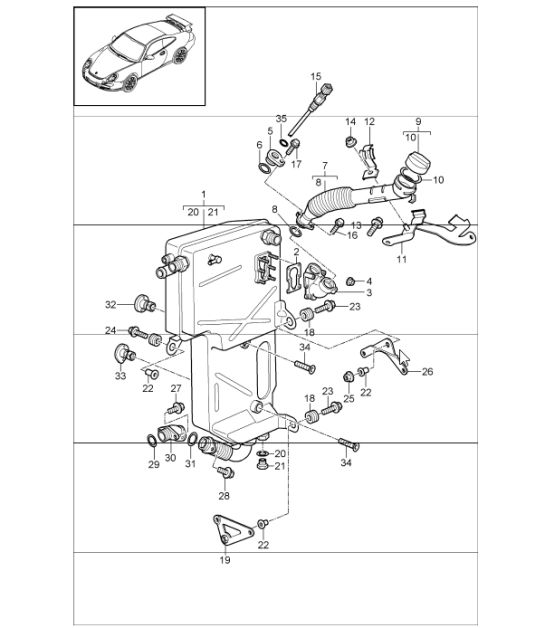 engine lubrication, oil tank 997 GT3 M97.76 2007-09