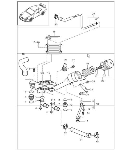 Diagram 104-10 Porsche Boxster 981 2.7L 2012-16 Engine