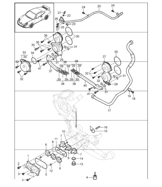 oil supply return line 997 GT3 / GT3 RS M97.77 2010-11 and 997 GT3 RS 4.0 M97.74 2011