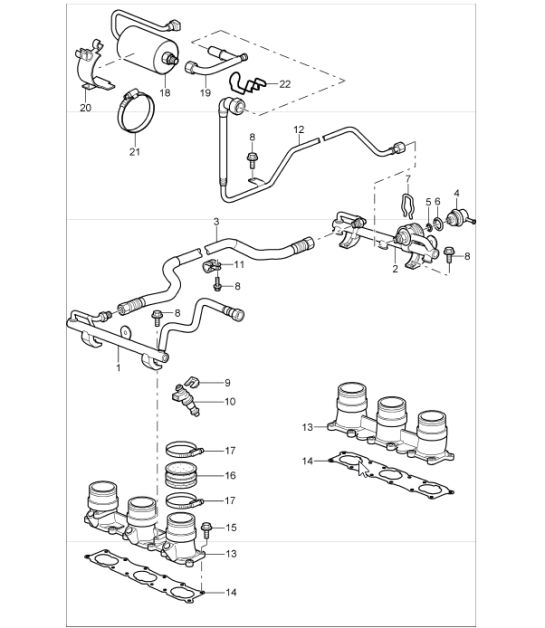 fuel collection pipe 997 GT3 M97.76 2007-09