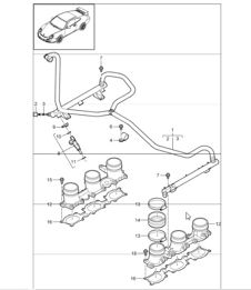 fuel collection pipe 997 GT3 / GT3 RS M97.77 2010-11 and 997 GT3 RS 4.0 M97.74 2011