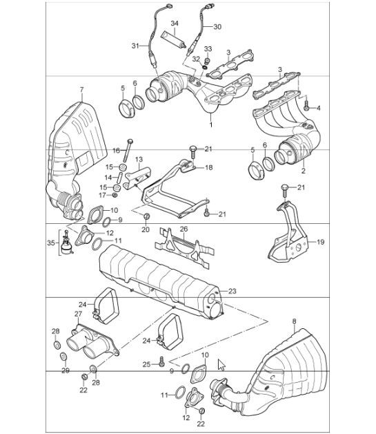 Diagram 202-00 Porsche Boxster 718 (982) 2017>> Fuel System, Exhaust System