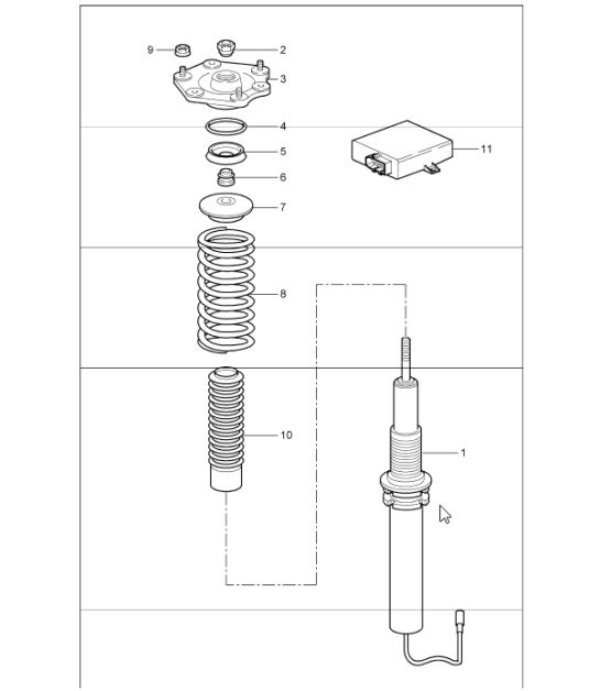 suspension shock absorber strut 997 GT3 2007-11