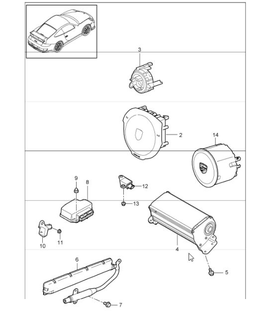 Porsche 997 Airbag acceleration sensor 99761822302 - 99761822302