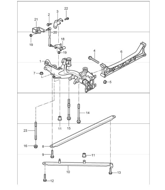 rear axle, side section and bracket 997 GT3 2007-11