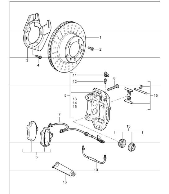 Diagram 602-00 Porsche Cayman 718C (982C) 2017>> Wheels, Brakes