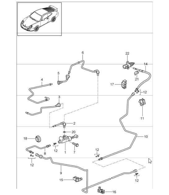 Diagram 702-09 Porsche Boxster 986/987/981 (1997-2016) Hand Lever System, Pedal Cluster 