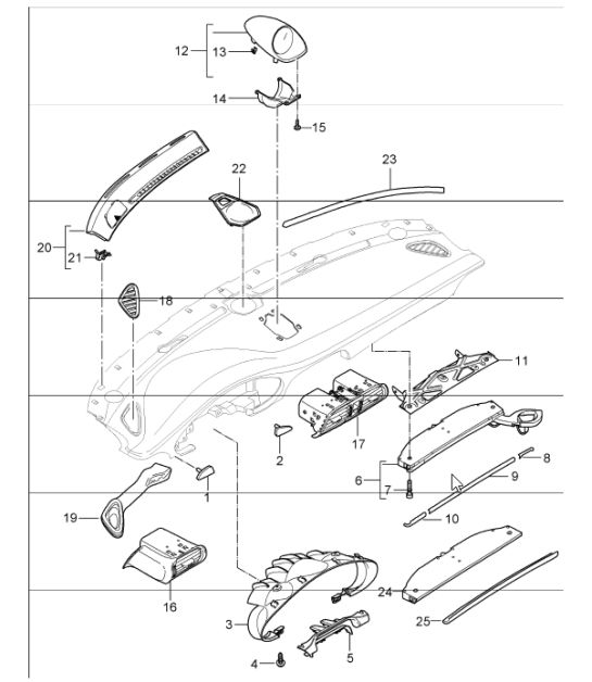 accessories, dashboard trim, upper part 997 GT3 2007-11