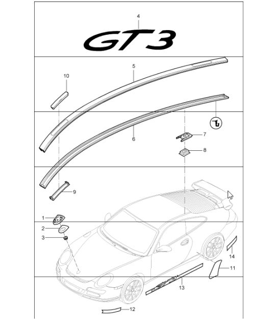 insignias, decorative fittings, stone guard film 997 GT3 2007-10