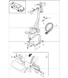 seat belt: 3-point automat. seat belt, 6-point seat belt, roll cage 997 GT3 2007-11