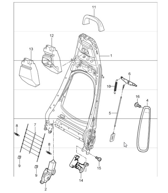 backrest frame, sports seat 997 GT3 2007-11