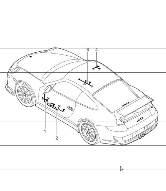 wiring harnesses: doors, airbag, centre console and glove compartment 997 GT3 2007-11