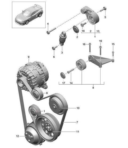 Diagram 101-010 Porsche 964 (911) (1989-1994) Engine