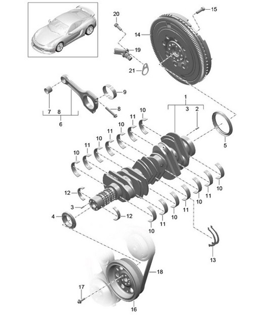 Diagram 102-000 Porsche 911 & 912 (1965-1989) Engine