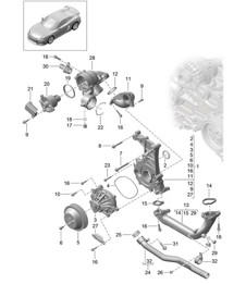 Coolant pump / Thermostat housing 981C Cayman GT4 2016