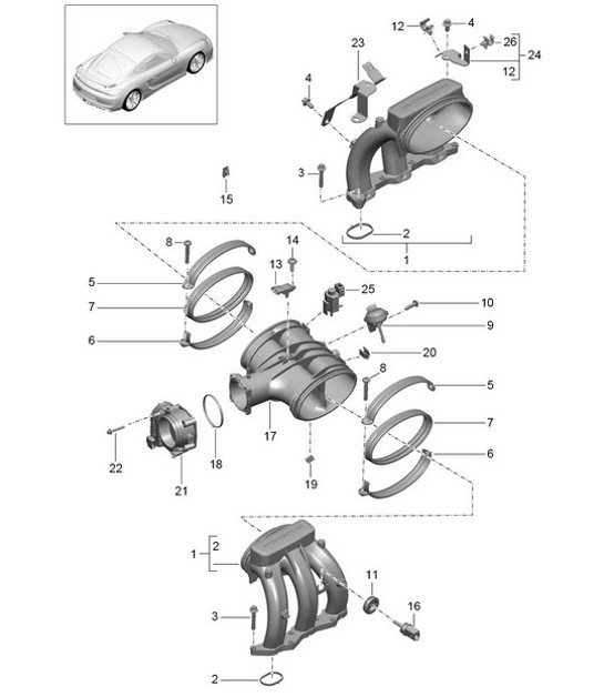 Diagram 107-010 Porsche Macan (95B) MK1 (2014-2018) Engine