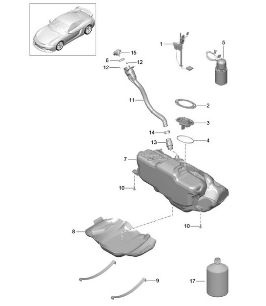 Diagram 201-000 Porsche 911 & 912 (1965-1989) Fuel System, Exhaust System