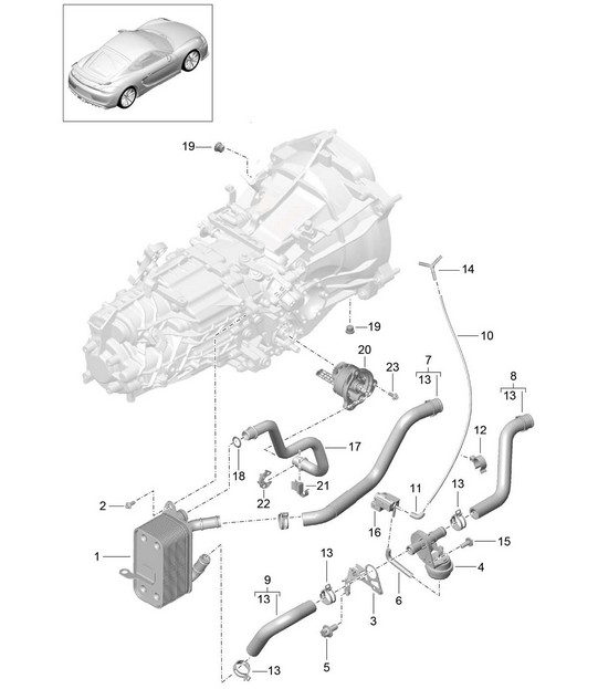 Manual gearbox / heat exchanger / oil pipe / Water pipe (Model: G8120) 981C Cayman GT4 2016