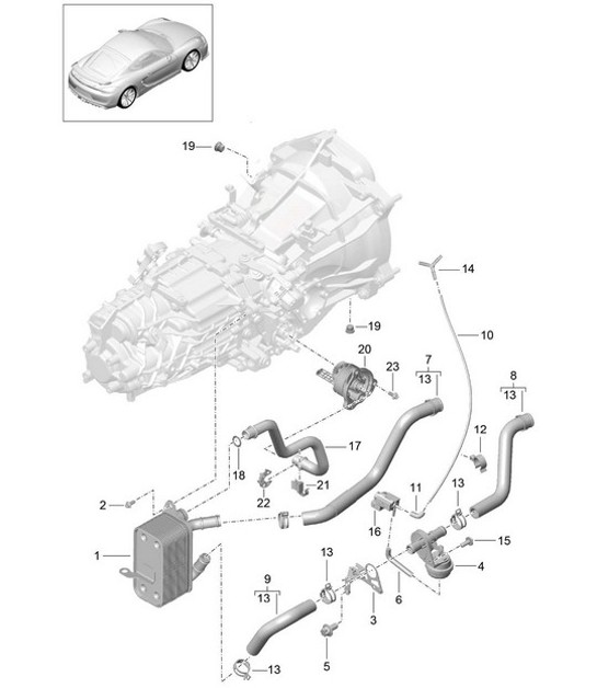 Diagram 302-015 Porsche Boxster GTS 718 2.5L Manual (365 CV) Transmisión