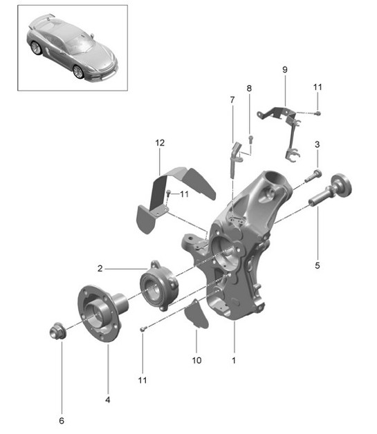 Diagram 401-005 Porsche Cayman GT4 3.8L 2015-16 Front Axle, Steering 