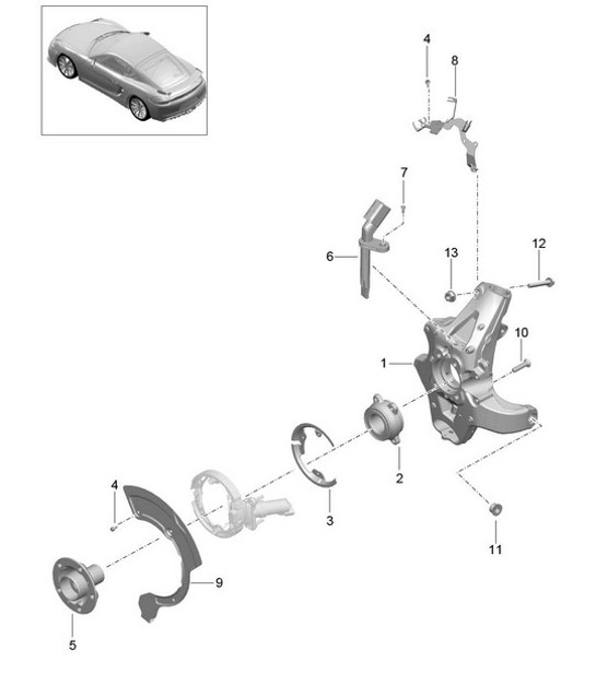 Diagram 501-000 Porsche Cayman S 3.4L 981 2013-16 Rear Axle