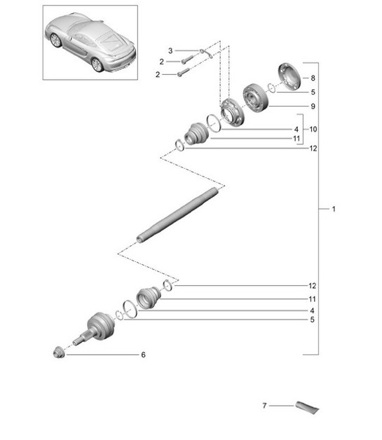 Diagram 501-005 Porsche Cayman 987C / 981C (2005-2016) Rear Axle