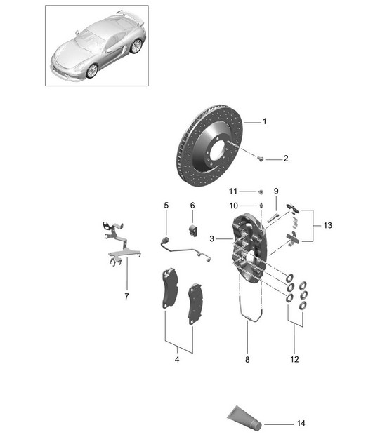 Disc brake / Front axle 981C Cayman GT4 2016