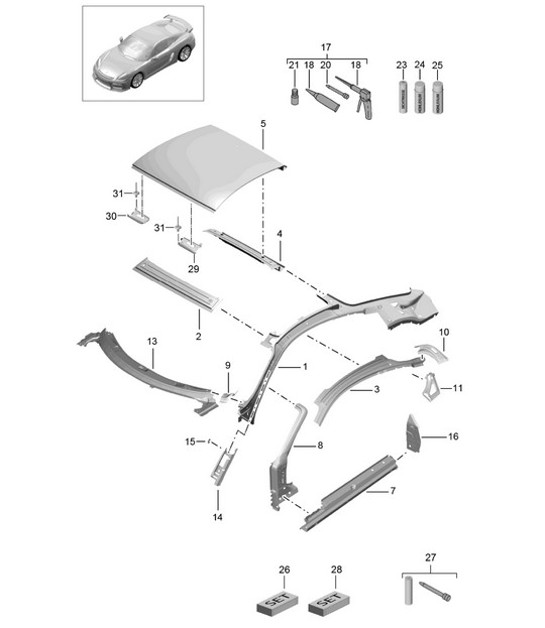 Diagram 801-045 Porsche 914 (1970-1976) Body