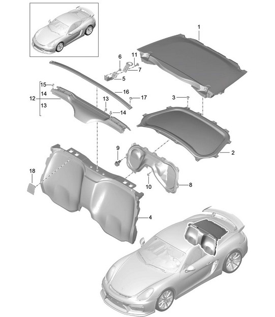 Linings / Engine bay 981C Cayman GT4 2016